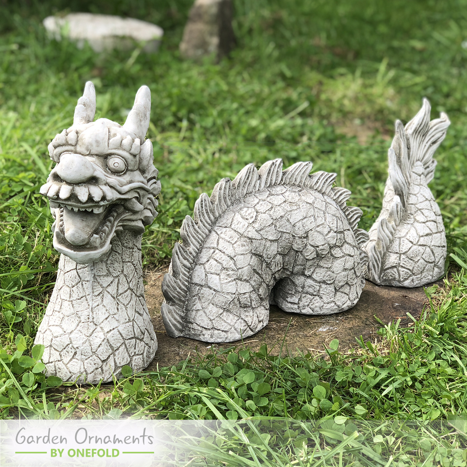 Chinese 3 Piece Dragon Garden Ornament - Onefold Ltd
