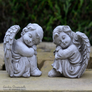 Resting Angels Pair Small Garden Statue