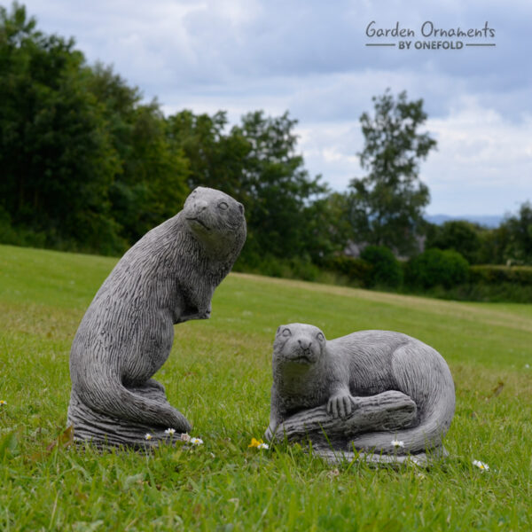 Otter Pair Garden Ornament Statue