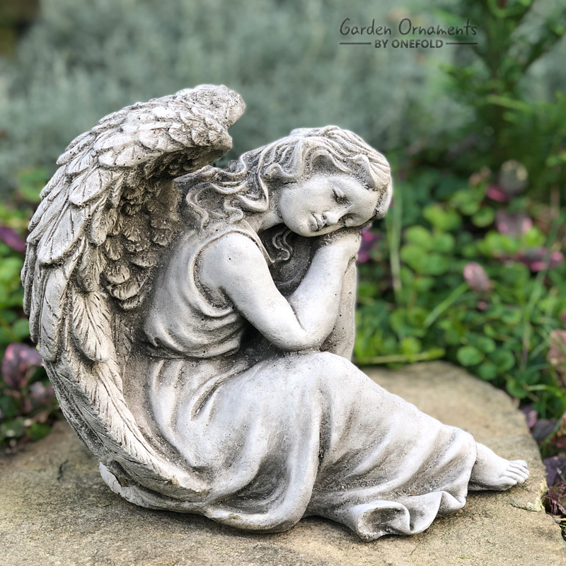 Sleeping Angel Garden Ornament Statue, Garden Angel Statues Uk