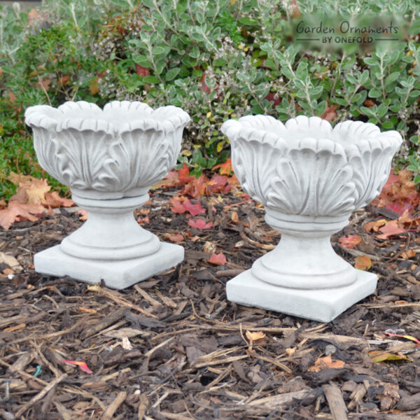 Pair of Tulip Vases Hand Cast Stone Planters Small