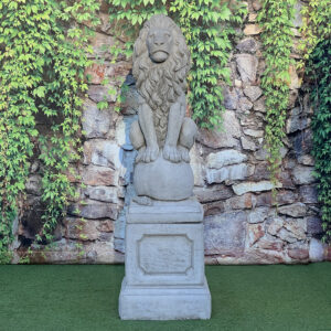 Large Lion on Plinth Garden Statue