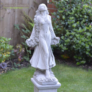 Rose Garland Girl Garden Statue